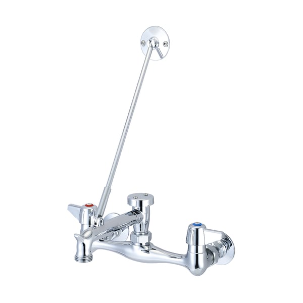 Two Handle Wallmount Service Sink Faucet, NPT, Wallmount, Chrome, Number of Holes: 2 Hole